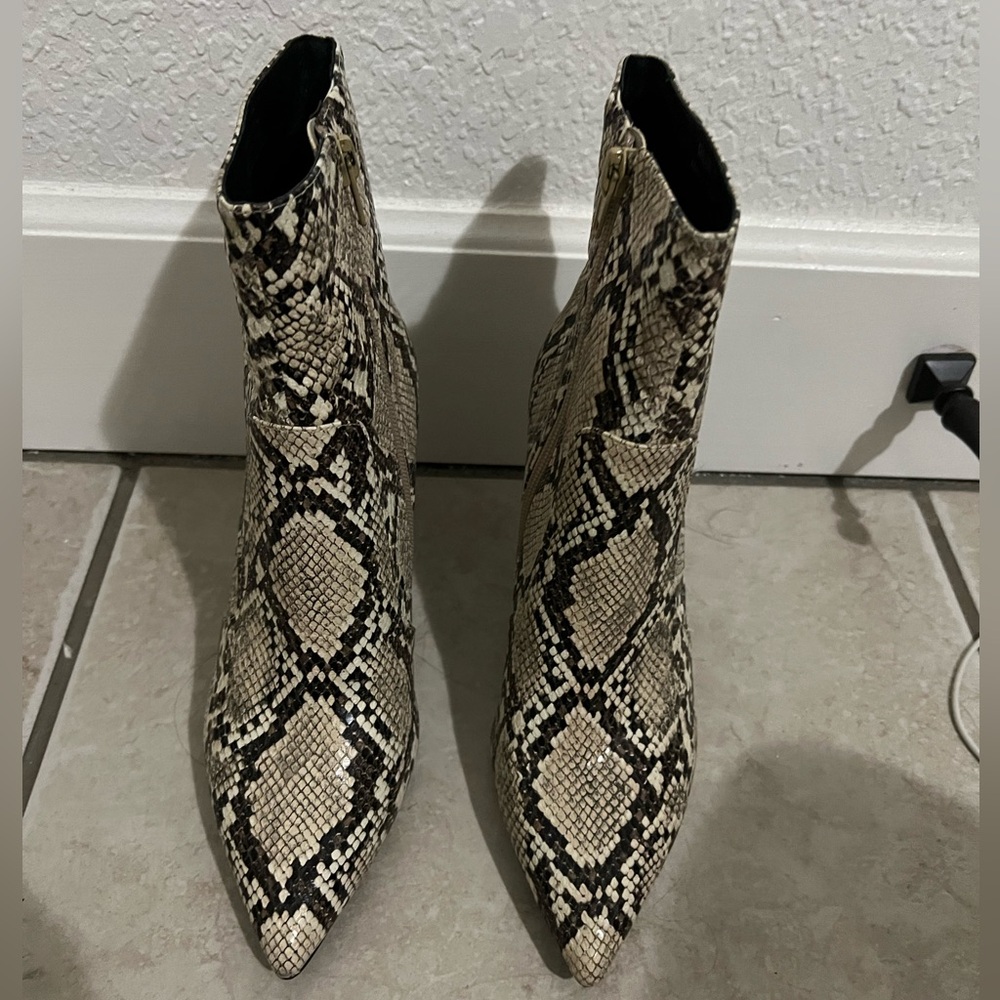 Jeffrey Campbell Khalees Snake Embossed Pointy Toe Bootie